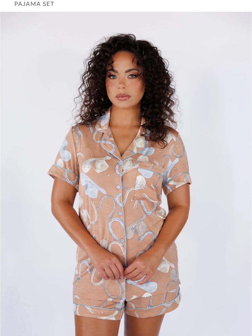 NWT In my Sundays Women's Short Sleeve Pajama Set Hats & Horseshoes size Large